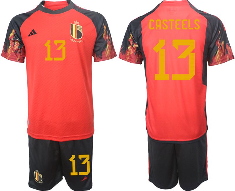 Men 2022 World Cup National Team Belgium home red #13 Soccer Jerseys->belgium->Soccer Club Jersey